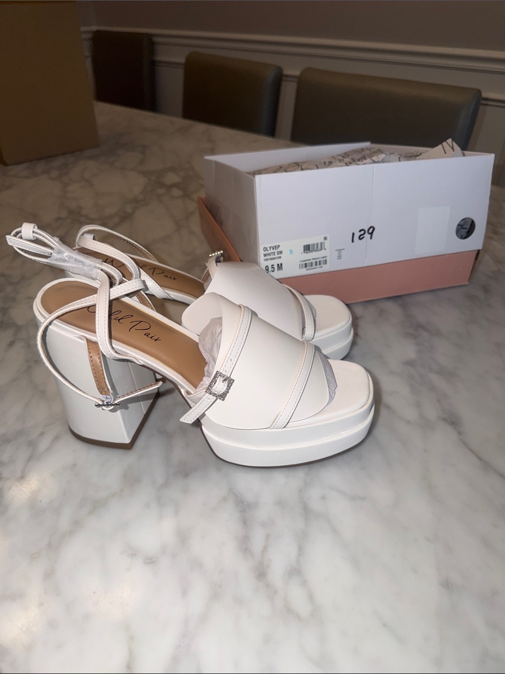 Wild Pair White Platform Block Heel Sandals